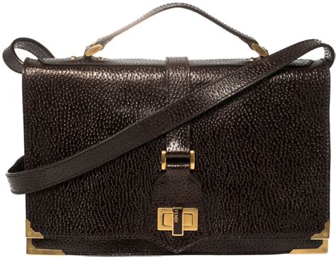 Fendi Metallic Brown Leather Classico No. 1 Satchel 